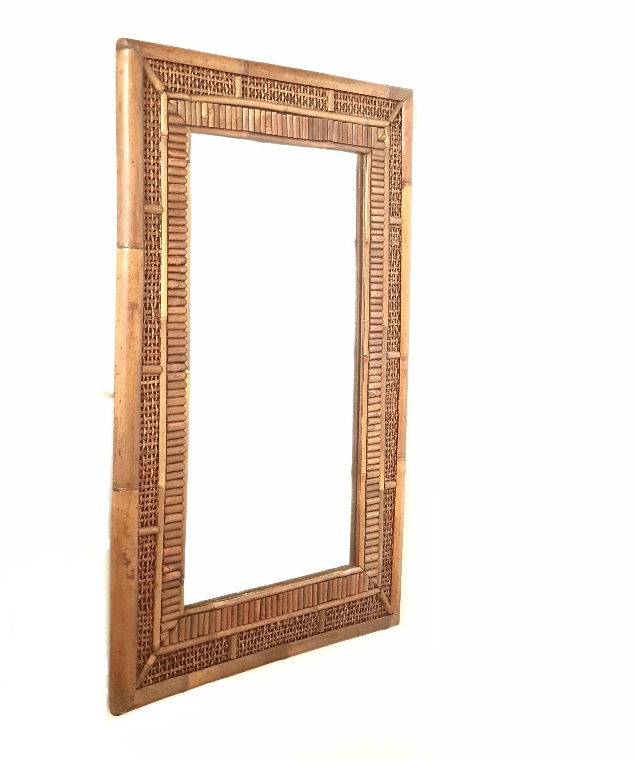 miroir bambou rotin Italie XXe 1940-1950