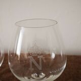 Lot de 5 verres à cognac ballon gravé d un N surmonté d'une couronne