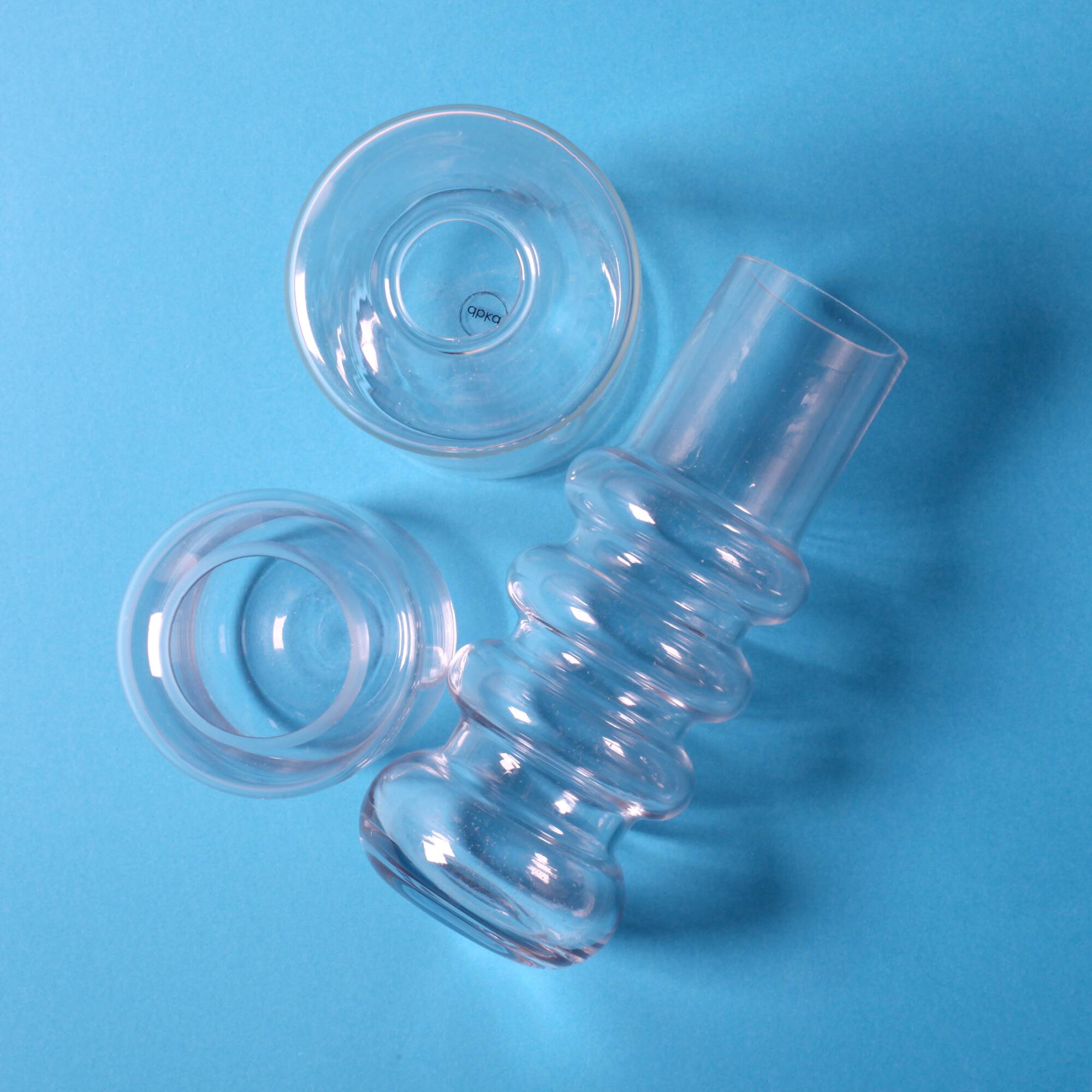 3 vases en verre transparent, Suède années 2000