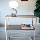 Aluminium and smoked glass console/shelf 1970-80