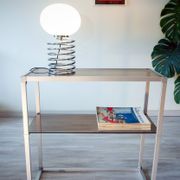 Console/étagère aluminium et verre fumé 1970-80