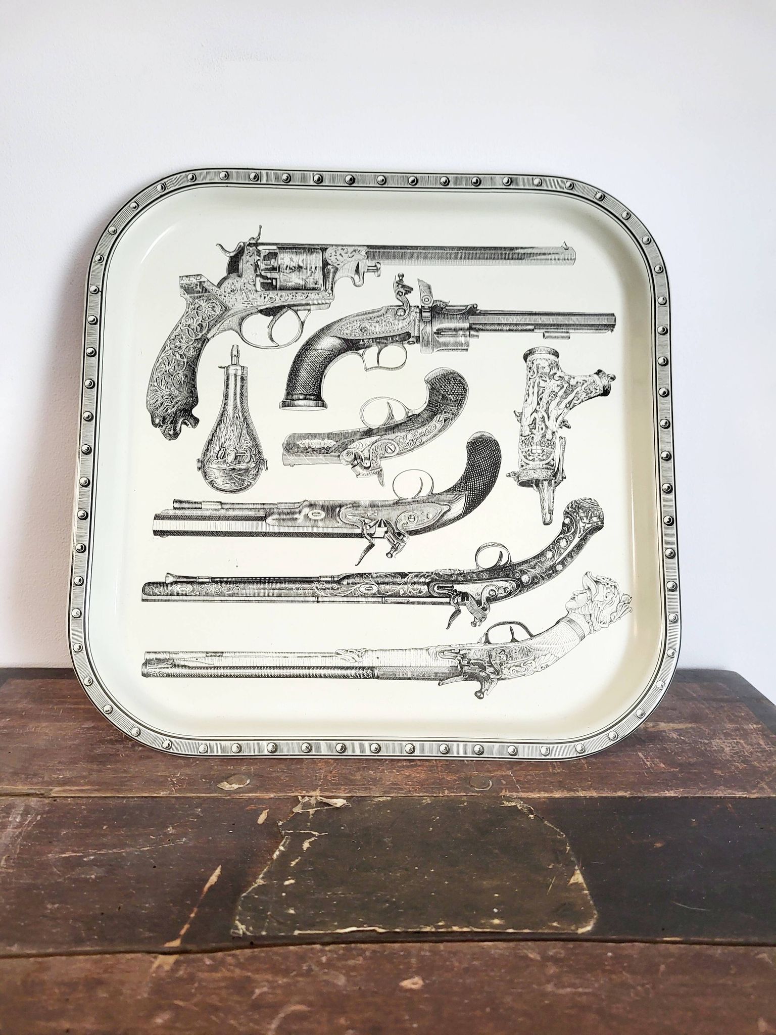Plateau de service en métal, Piero Fornasetti, Italie, 1960