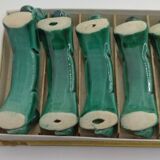 12 green ceramic horse pattern knife holders