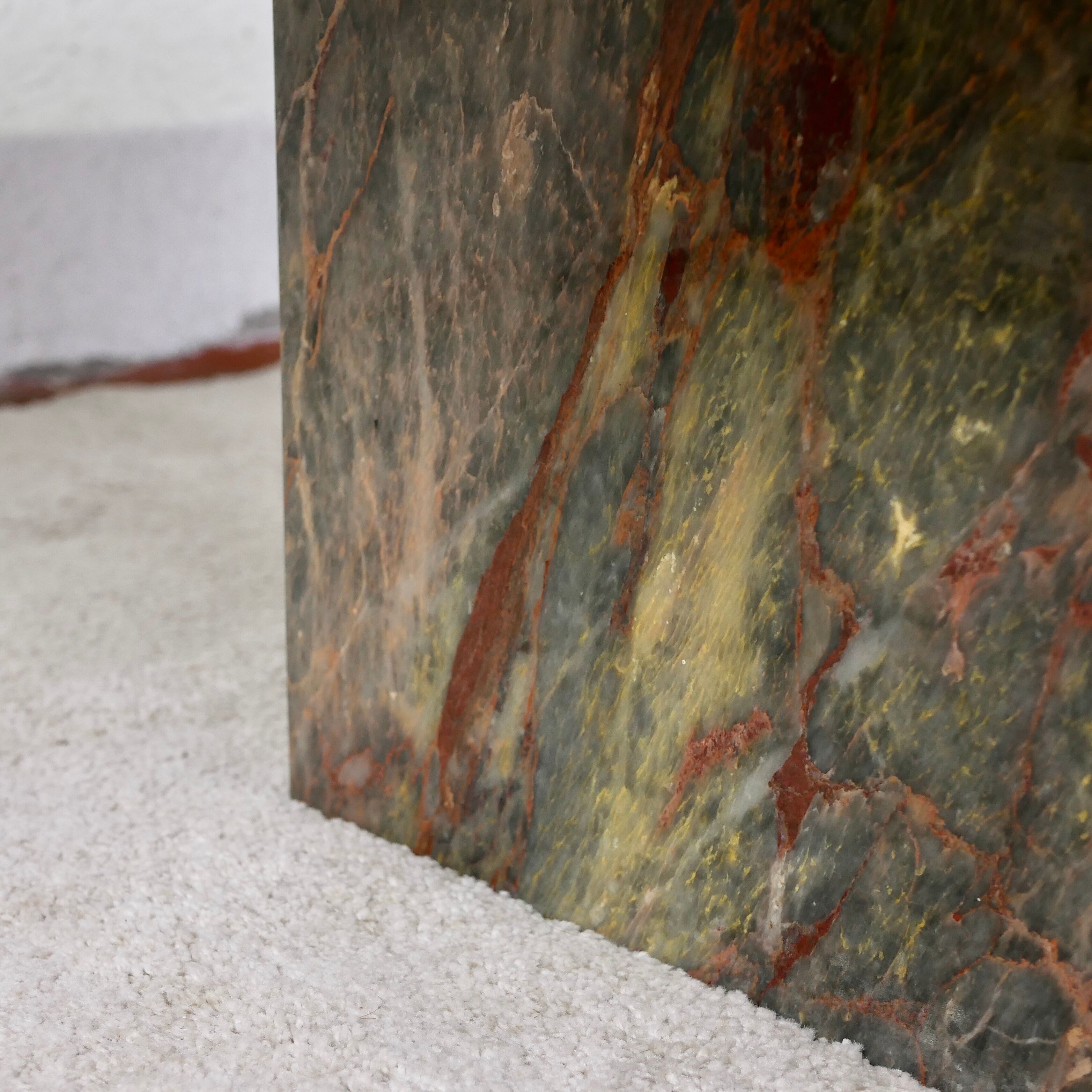 Coffee table in green marble and coral