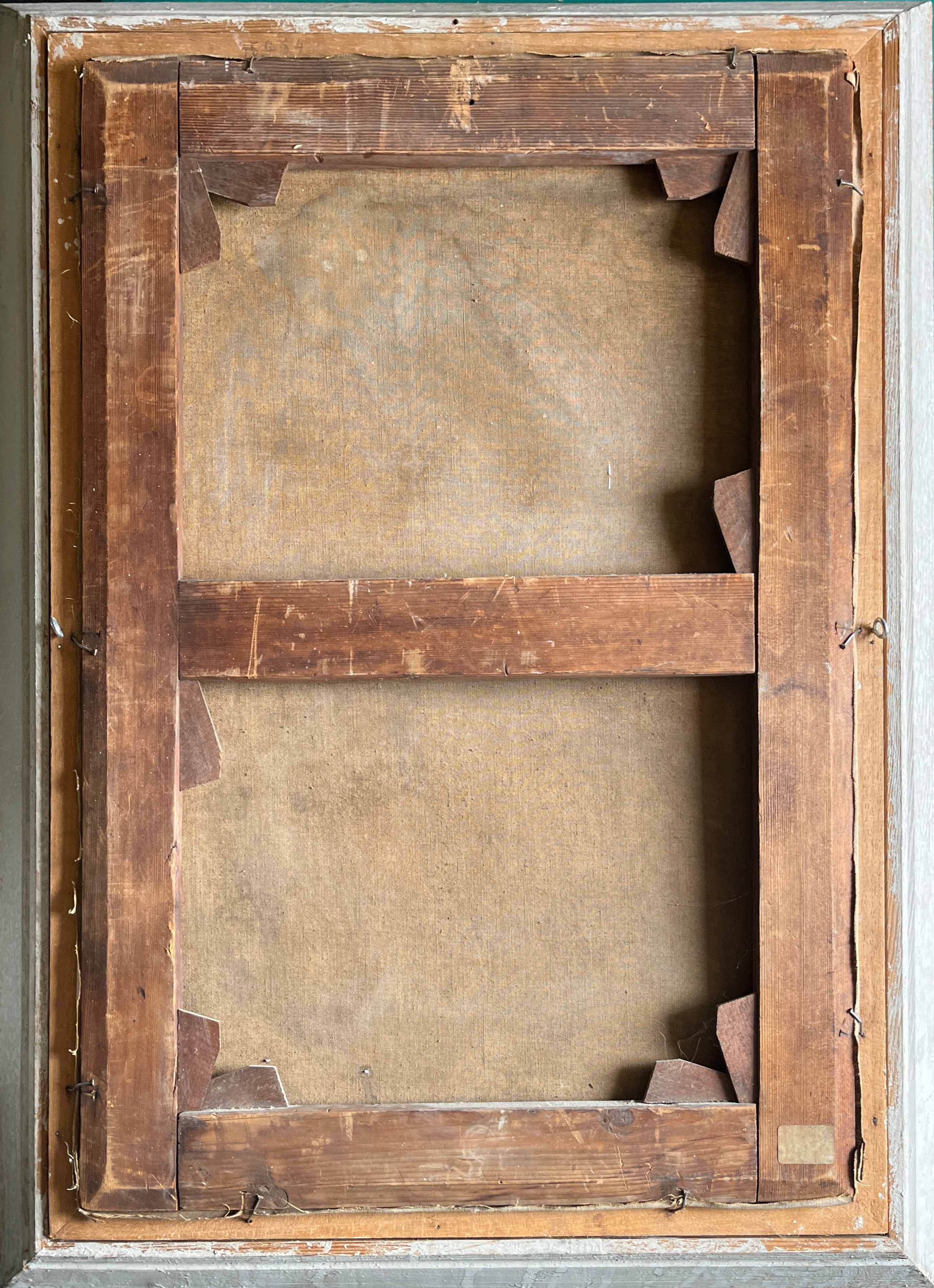 Hst painting "forest with cabin" lumberjack forestry early 20th century