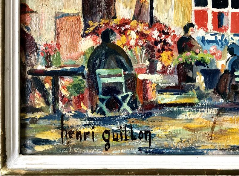 Tableau marché aux fleurs à Menton Henri Guillon
