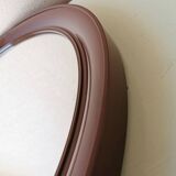 Vintage brown round mirror made of plastic, 80s