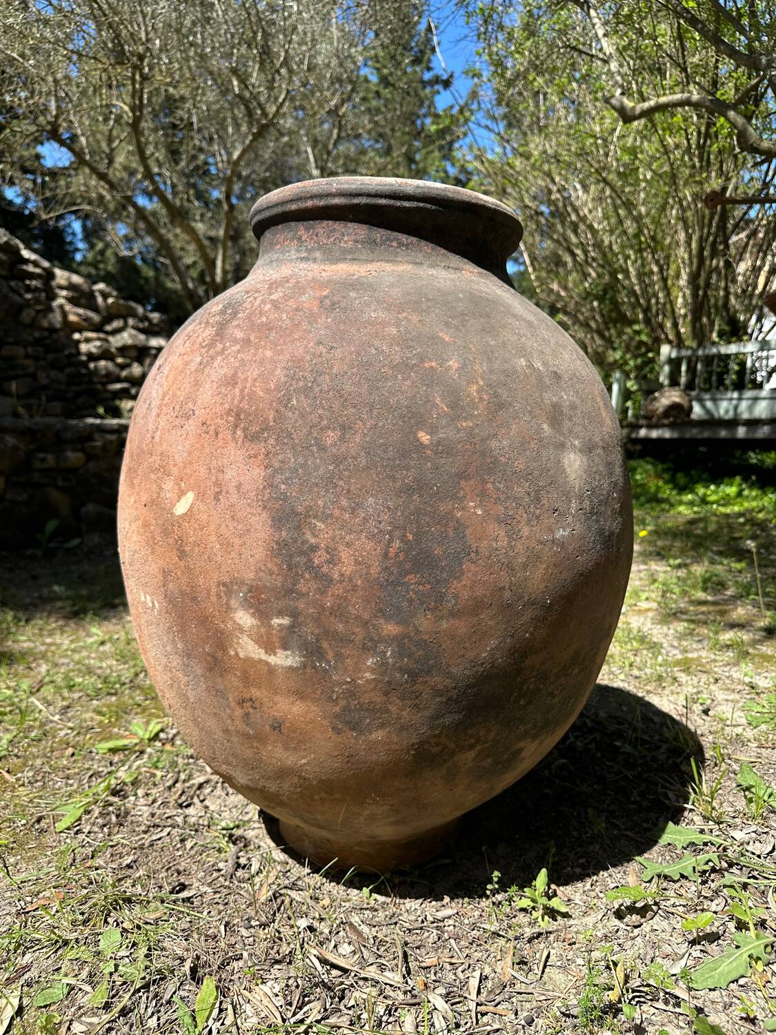 Ancient terracotta pottery jar from the 19th century.