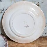 Sept assiettes à dessert terre de fer aux oiseaux f.f.Pexonne fin XIX ème