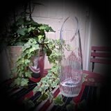 Imposing beveled crystal vase