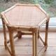 Vintage side table in rattan and bamboo, France, hexagonal.