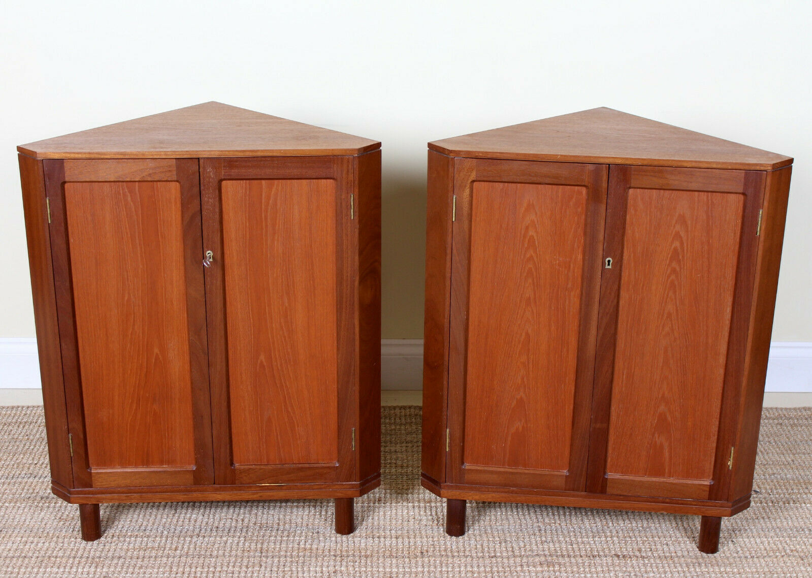 Pair of Danish teak corner cabinets dating from the mid-twentieth century