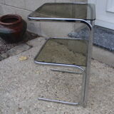 Side table chrome and smoked glass