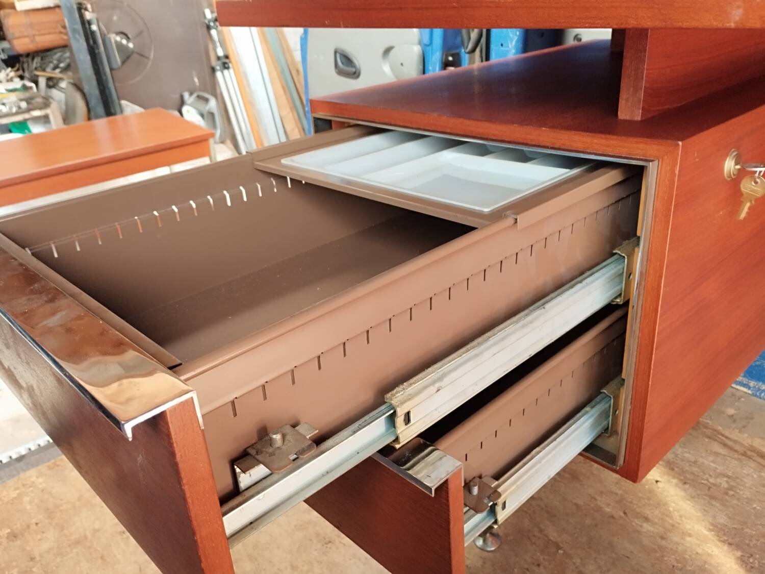 Vintage teak desk by Alain Richard