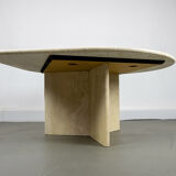 Table basse en forme de goutte en travertin, années 1990