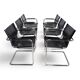 Matteo Grassi Set of 6 Visitor Chairs, Leather/Chrome Dining Chairs, 1970