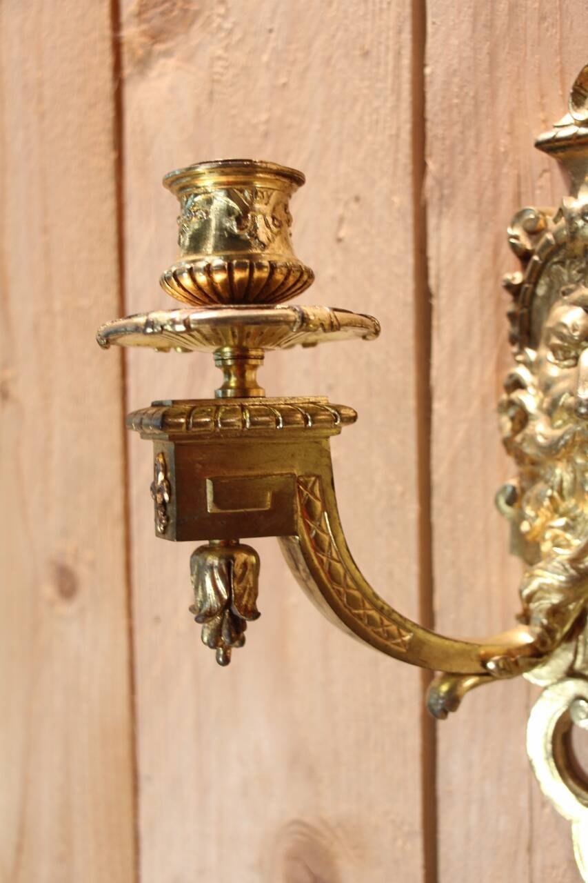 pair of gilt bronze wall lights signed by Etienne Giraud in Lyon