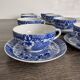 Service of 8 cups and saucers in Chinese blue porcelain.