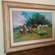 Peinture à l'huile paysage campagne chevaux fausto magni (florence 1906-1985)