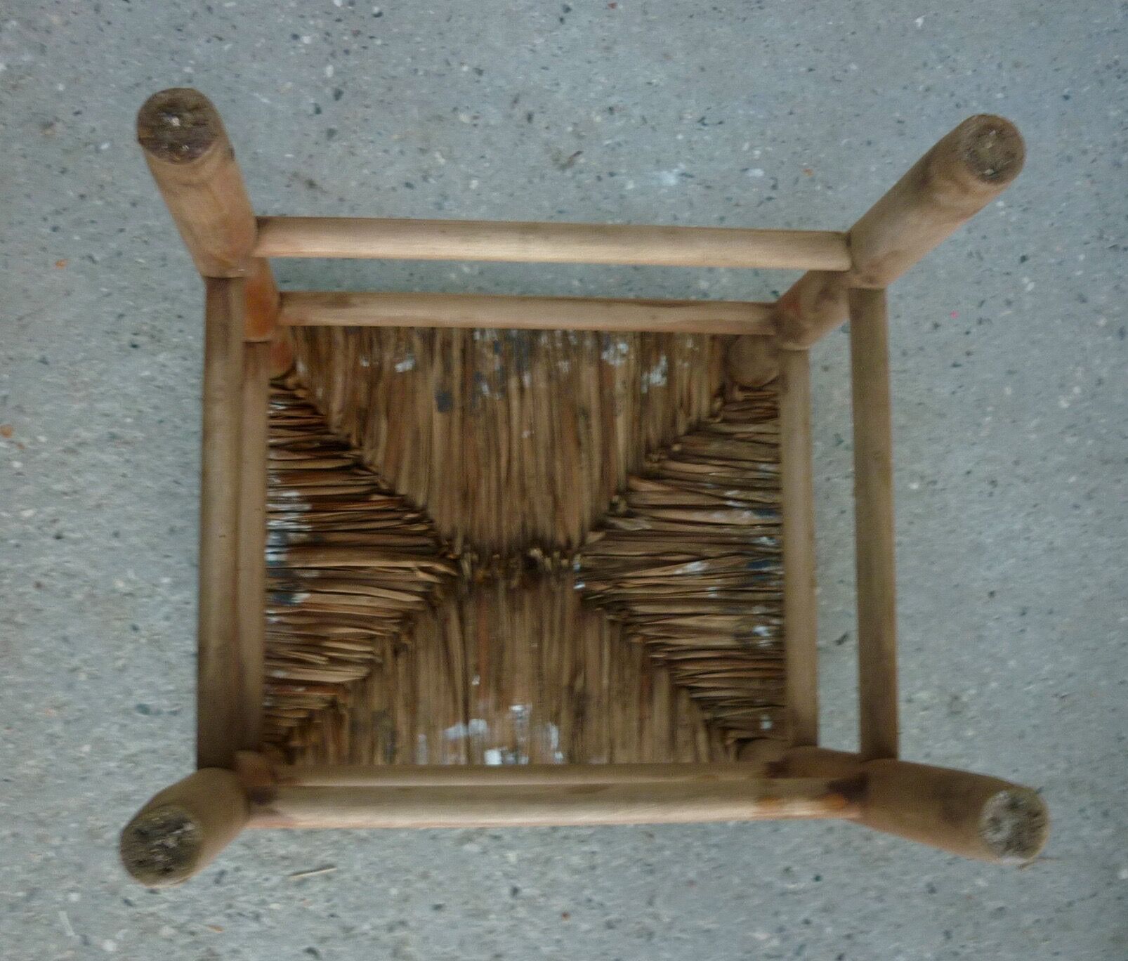 Wooden and straw workshop stool