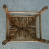 Wooden and straw workshop stool