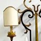 Vintage Florentine Wall Sconce XL in Forged Iron and Painted Sheet Metal – Black and Gold, 1970s