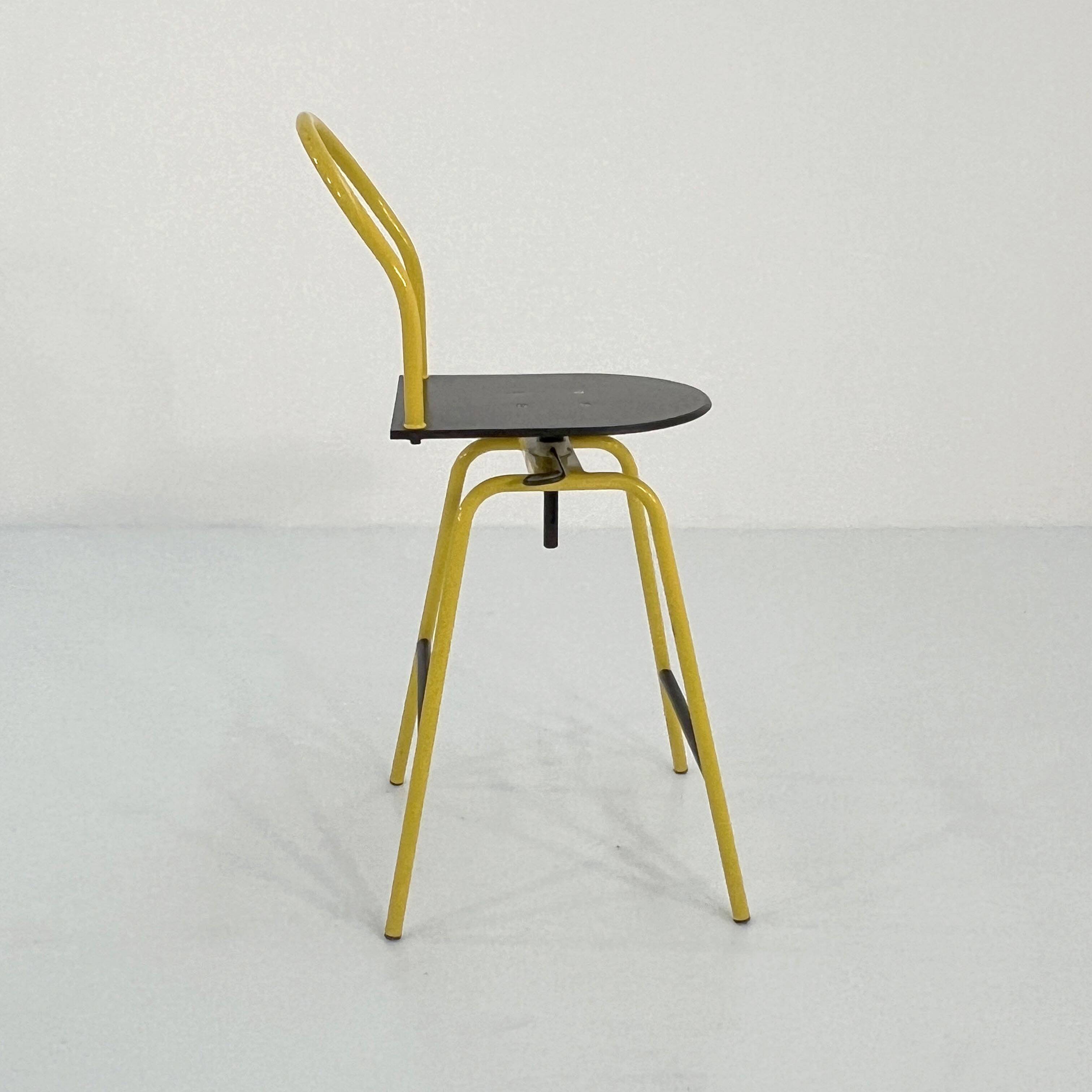 Il Bottone Yellow Adjustable and Swivel Bar Stool by Paolo Parigi for Heron Parigi, 1980
