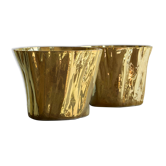 Pair of Kasper Mobach vases in pottery with golden glaze from the 1990s.