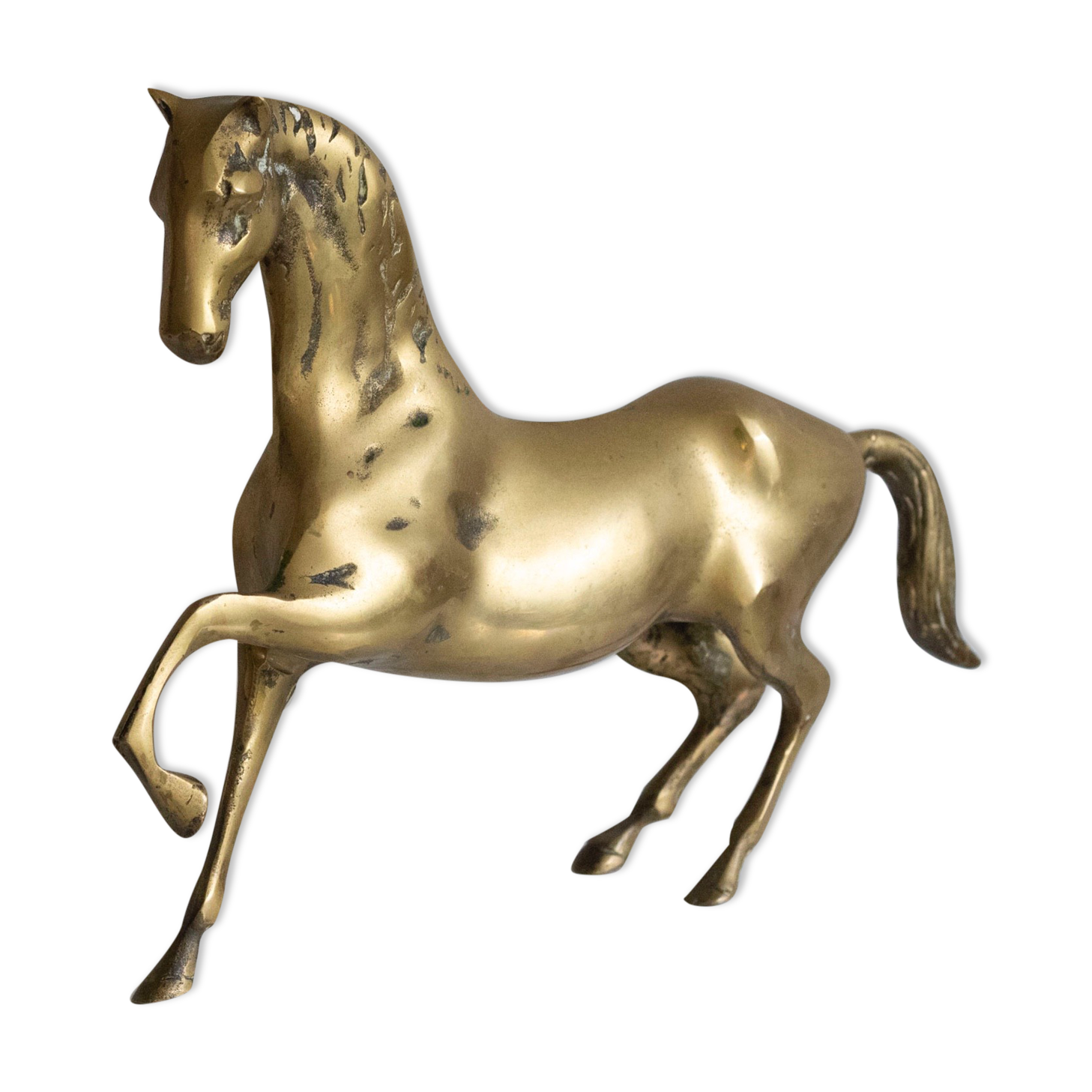 Vintage golden brass horse