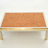Coffee table chrome brass red marble Romeo Rega 1970