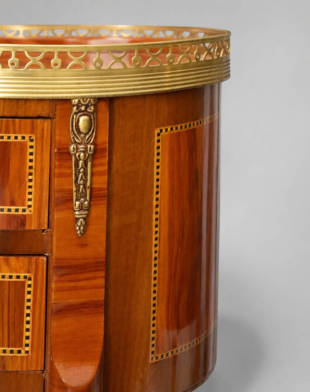 Pair of Bedside Tables / Salon in Marquetry Transition Style Louis XV/Louis XVI