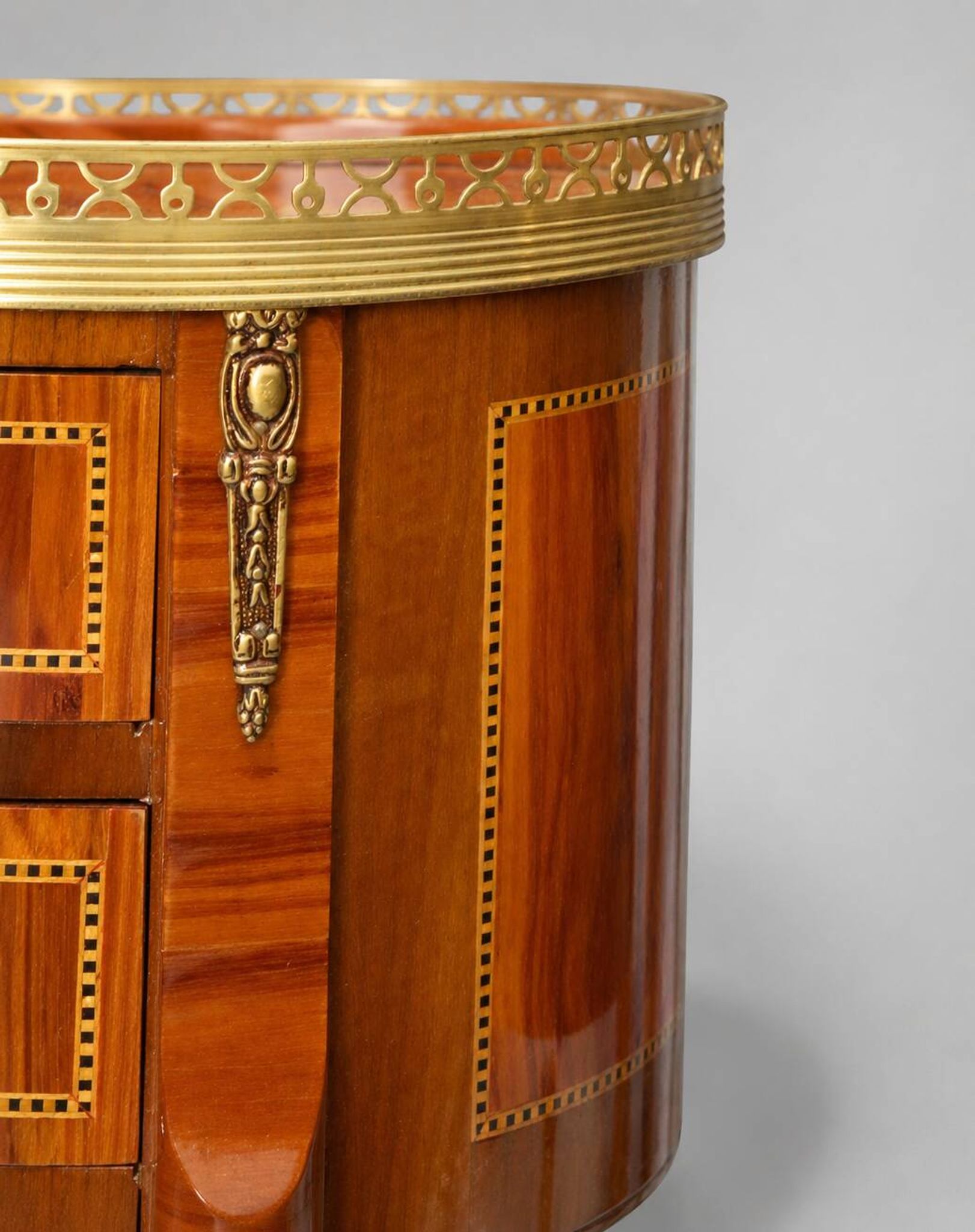 Pair of Bedside Tables / Salon in Marquetry Transition Style Louis XV/Louis XVI
