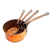 Série de 4 anciennes casseroles cuivre métaux Vesoul