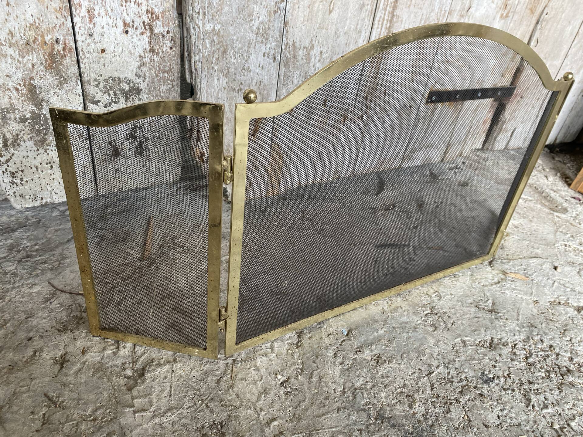 Pare Feu Grille Protection Cheminée 3 Volets Laiton Années 70 Vintage