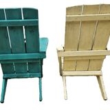 Pair of antique painted wooden garden chairs