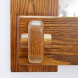 Brutalist wall mirror with a solid wood frame - 1960s