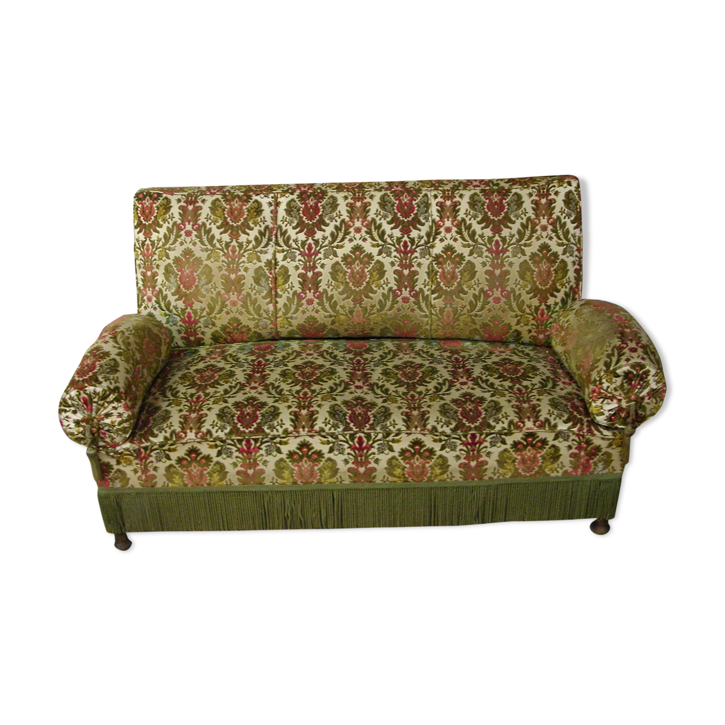 Vintage velvet flowers fringed sofa
