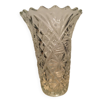 Chiseled glass vase circa 1980