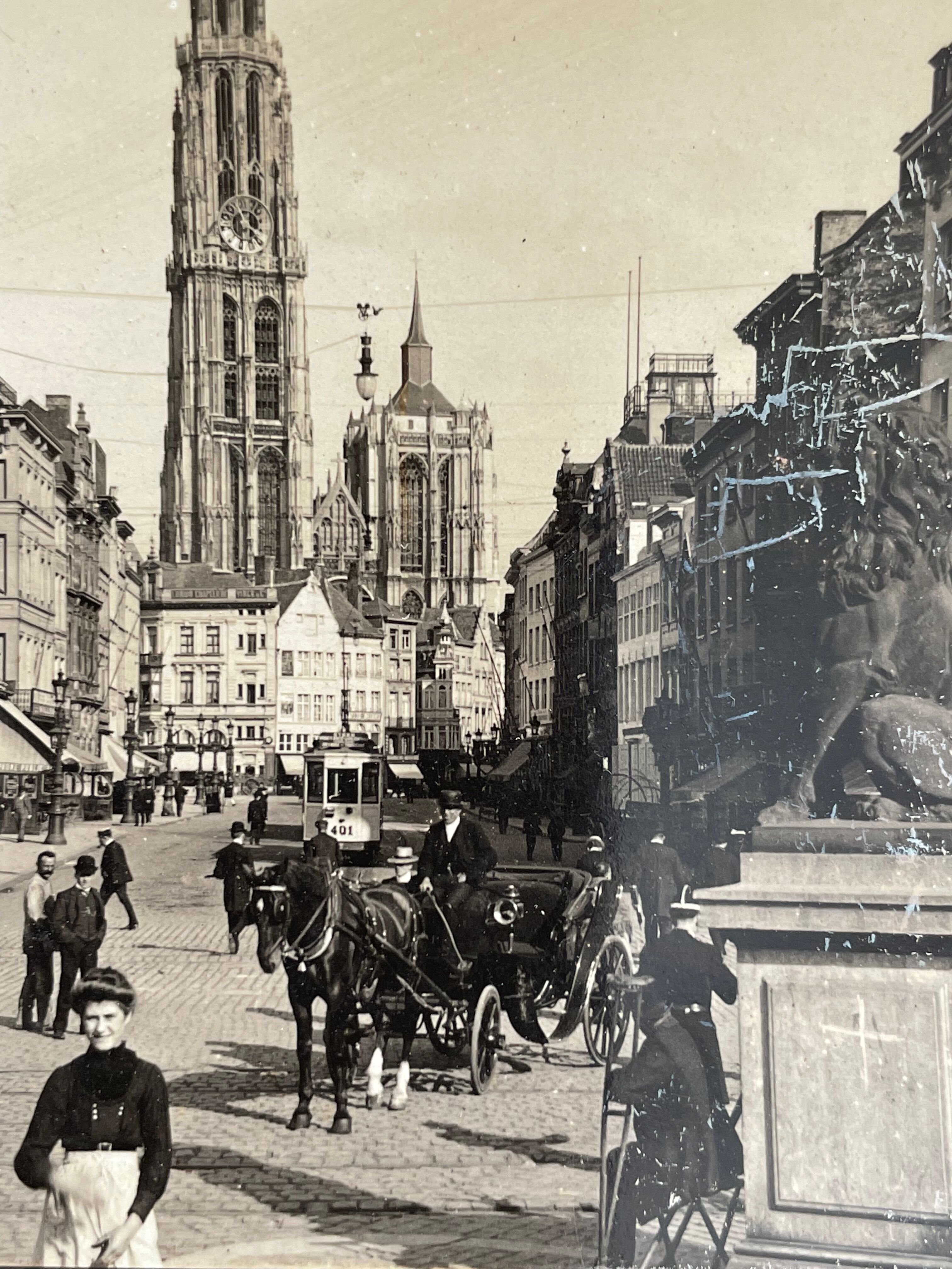 Old photography stereo, stereograph, luxury albumine 1903 Antwerp Belgium