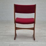1970s, set of 4 reupholstered Danish chairs, Farsø Møbelfabrik, teak wood, furniture velour.