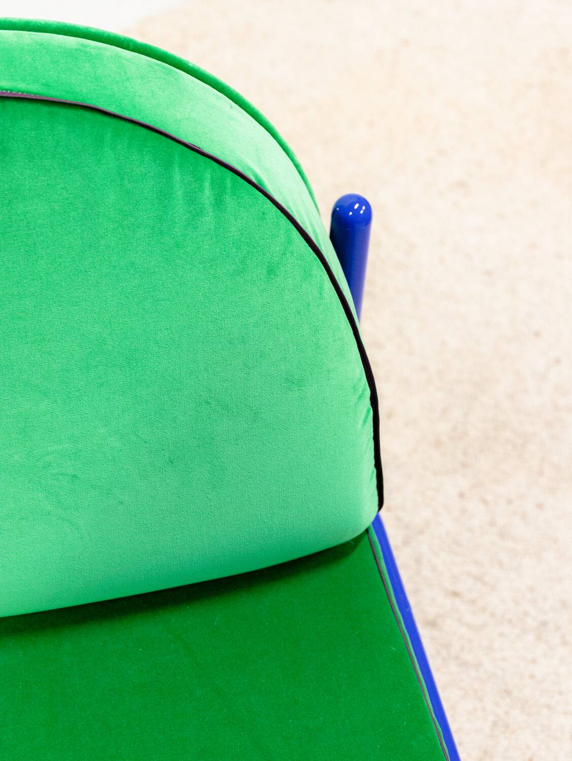 Souvignet armchair reupholstered in green velvet