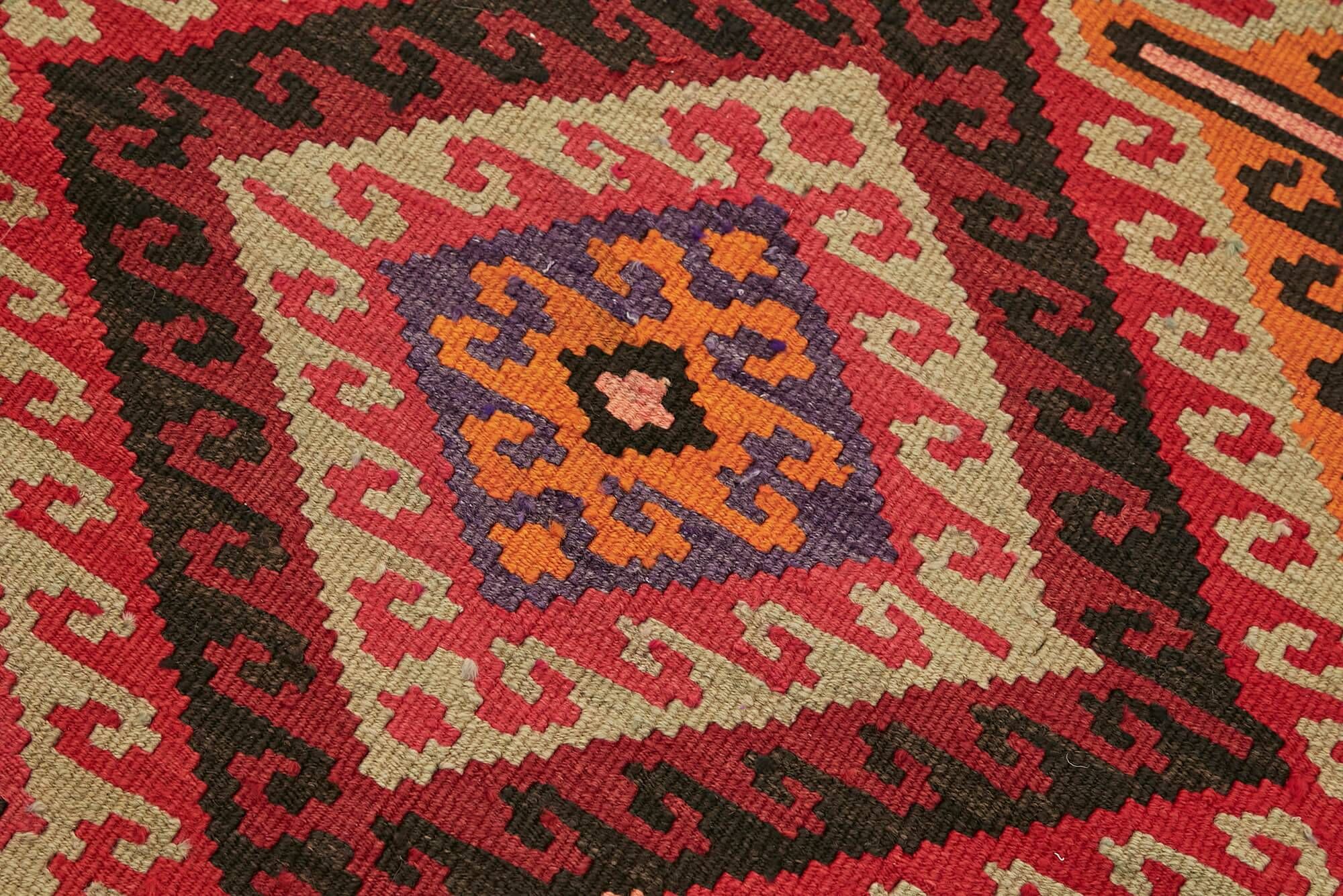 Turkish Handwoven Vintage Herki Kilim 83 cm x 322 cm