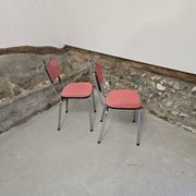 Paire de chaises en formica rose