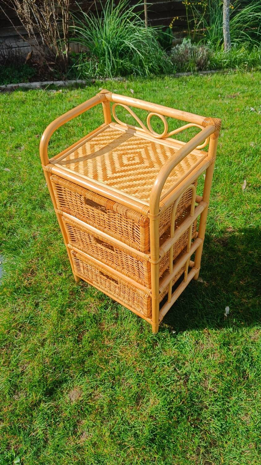Vintage rattan chest of drawers