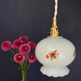 Vintage blue opaline tulip ride with flower design