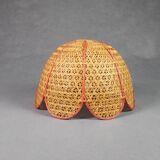 Vintage flower pendant lamp in braided and openwork rattan - Red edge