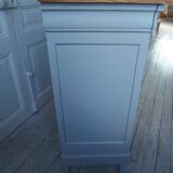 Vintage pearl gray sideboard, pitch pine top