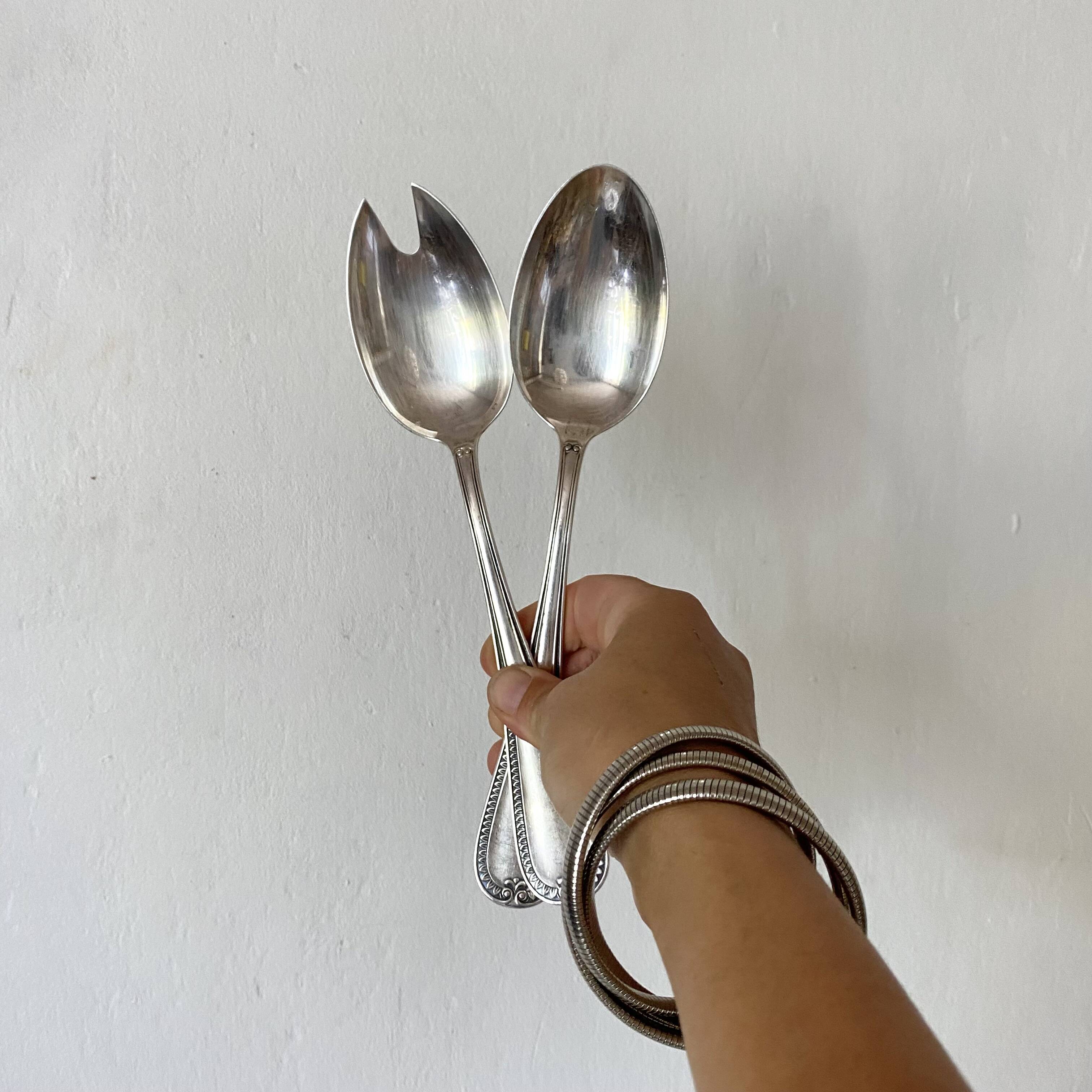 Silver salad servers