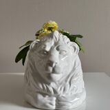 Cache pot lion en céramique