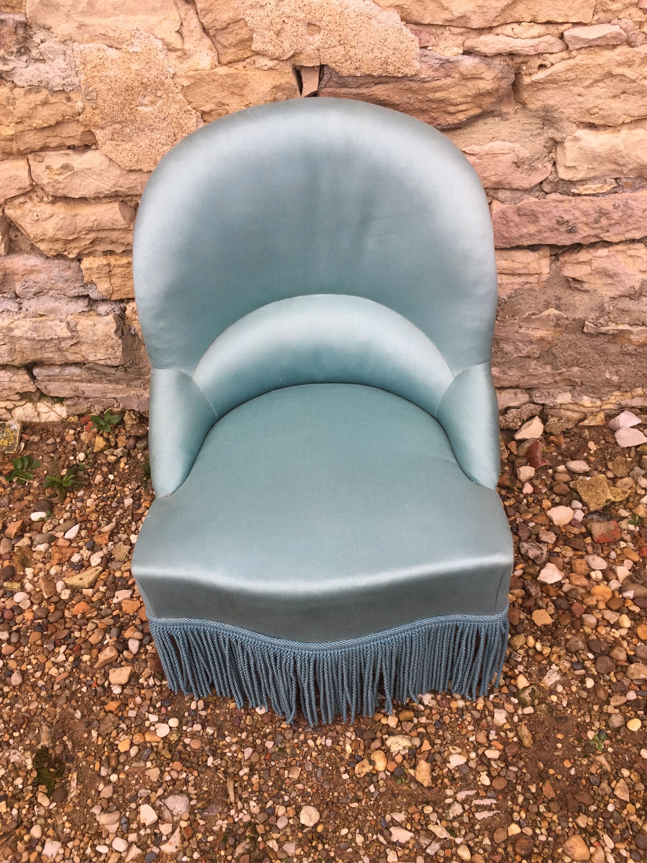 Fauteuil crapaud velours bleu